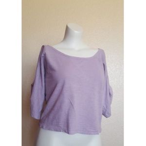 Elizabeth and James Oversized Knit Crop Tee Top Lilac XS New